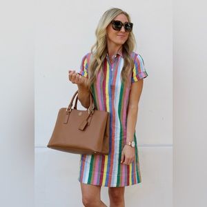 J Crew colorful striped shirt dress